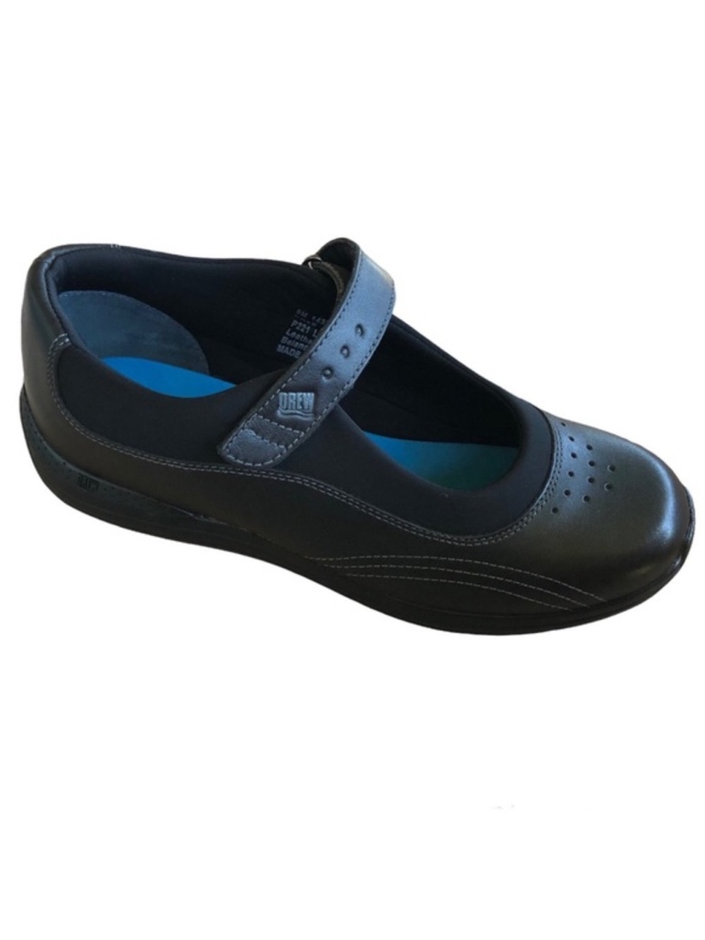 Drew Rose 14375-99 Black Leather Mary Jeans Shoes 9M